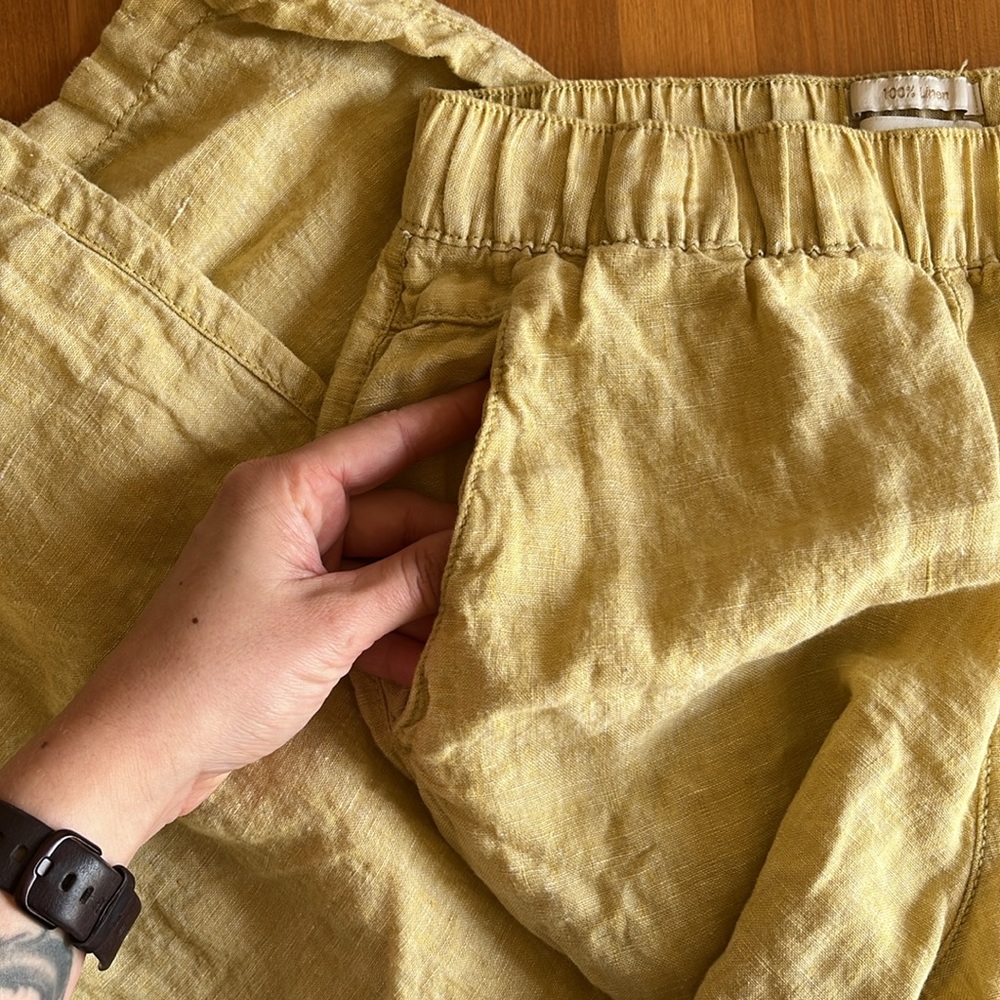 Cynthia Rowley Linen Pants, XS, Yellow